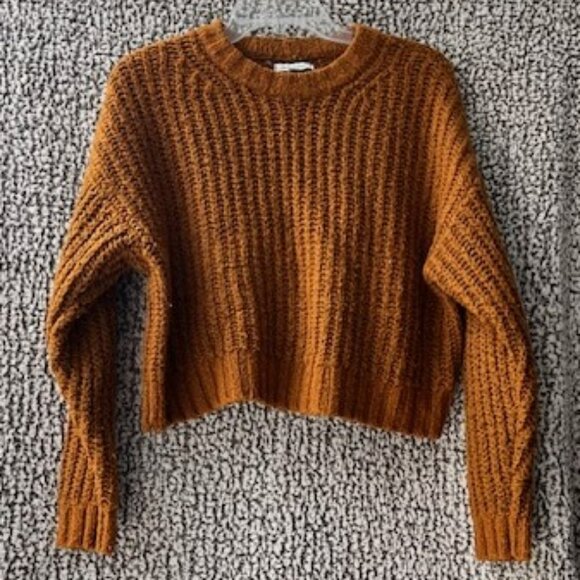 AMERICAN EAGLE Rust Ribbed Cropped Sweater - Picture 1 of 6